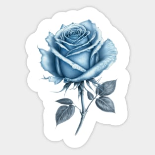 Blue Rose Drawing, Flower Drawing, Gift For Her Sticker